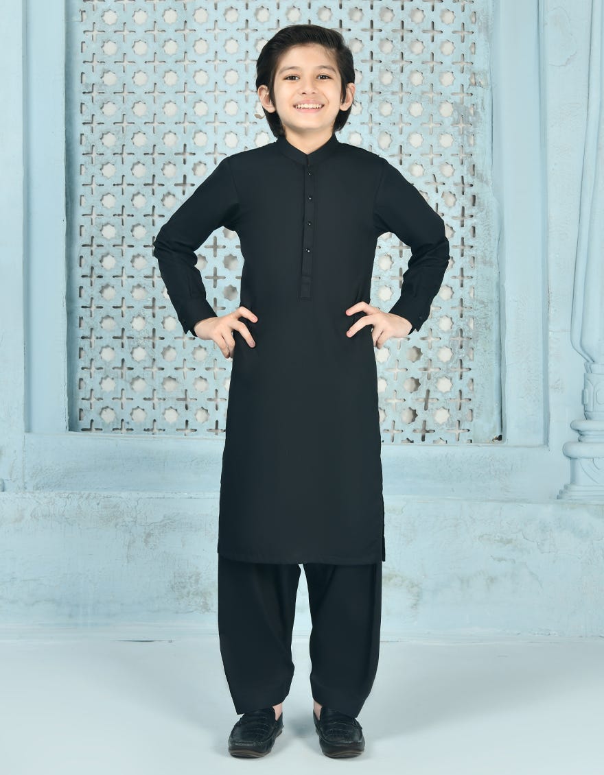 BLACK BLENDED KURTA SHALWAR | JCKS-A-90449