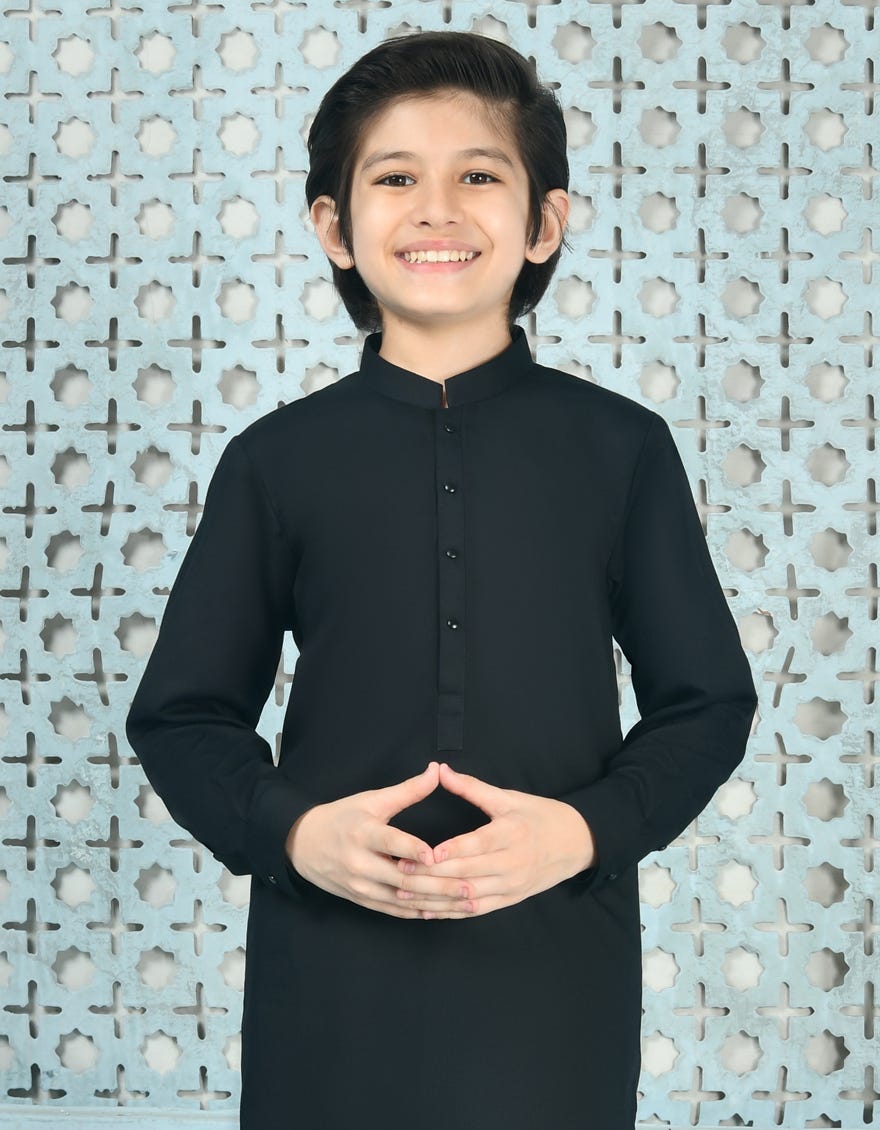 BLACK BLENDED KURTA SHALWAR | JCKS-A-90449
