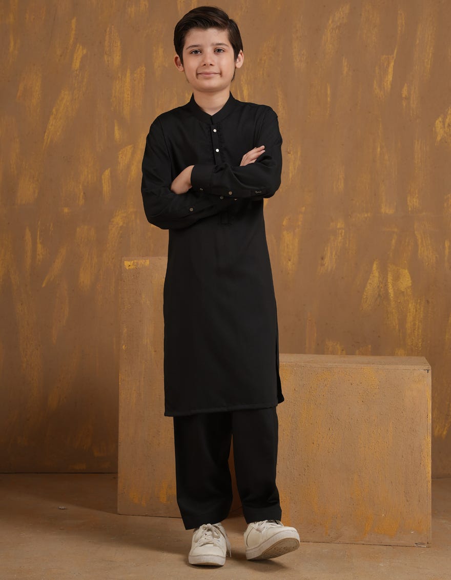 BLACK BLENDED KAMEEZ SHALWAR | JCKS-A-90468