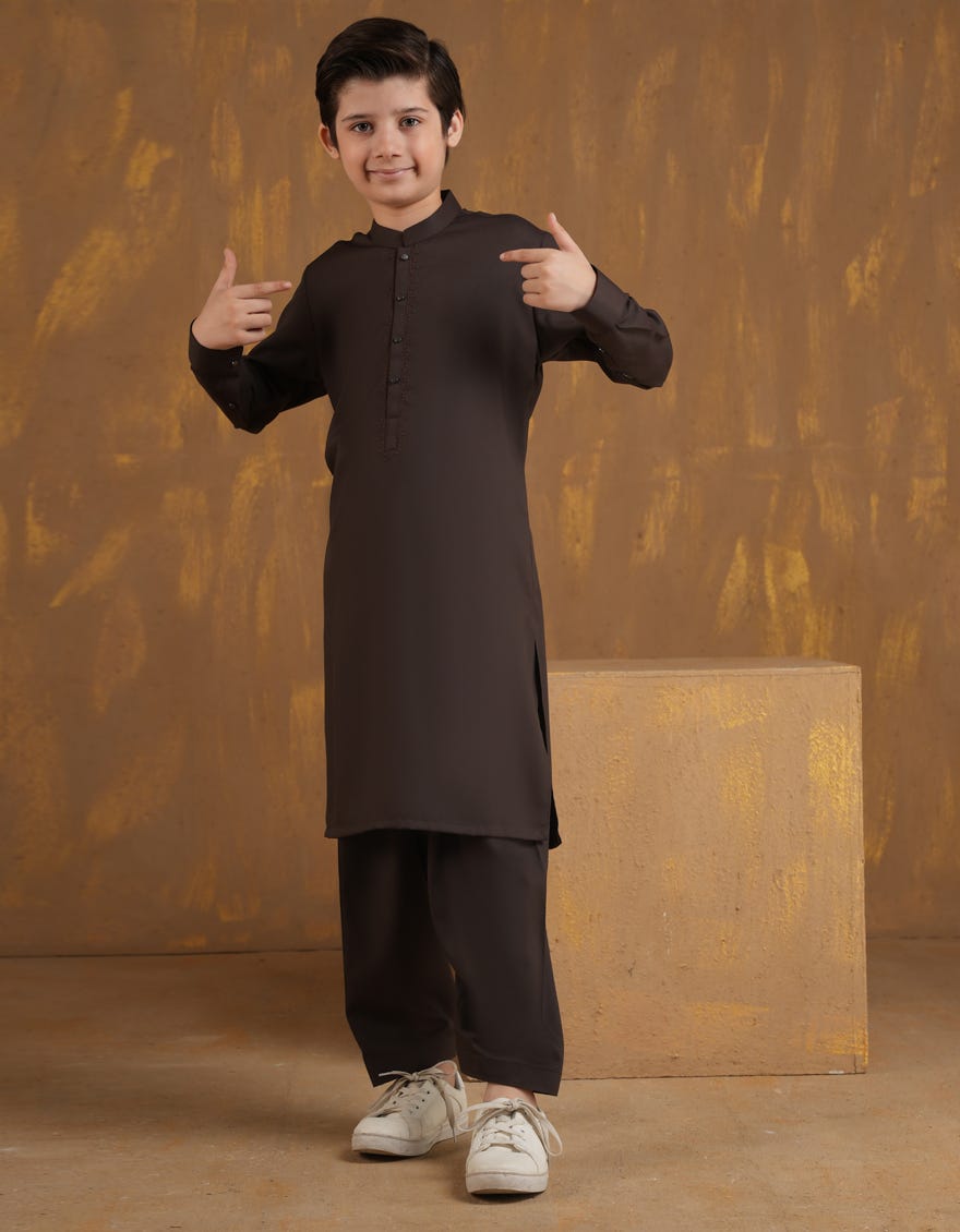 BROWN BLENDED KAMEEZ SHALWAR | JCKS-A-90473