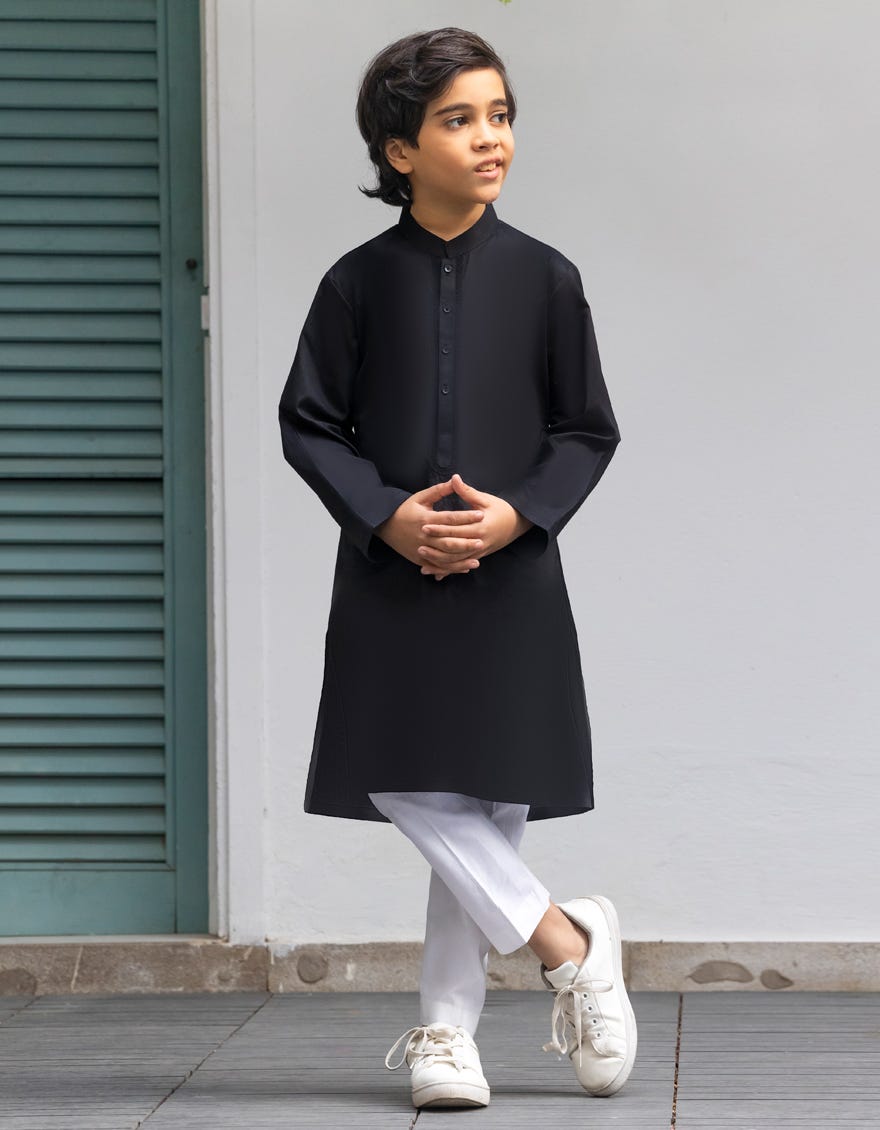 BLACK COTTON KURTA | JCK-S-90486