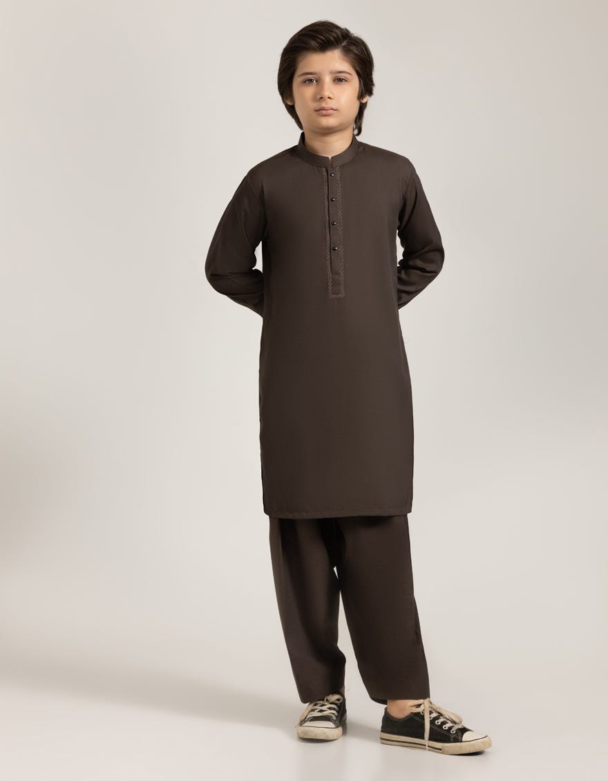 BROWN BLENDED KAMEEZ SHALWAR