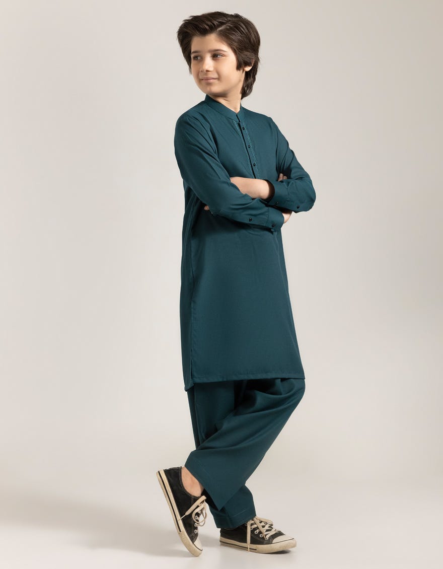 GREEN BLENDED KAMEEZ SHALWAR