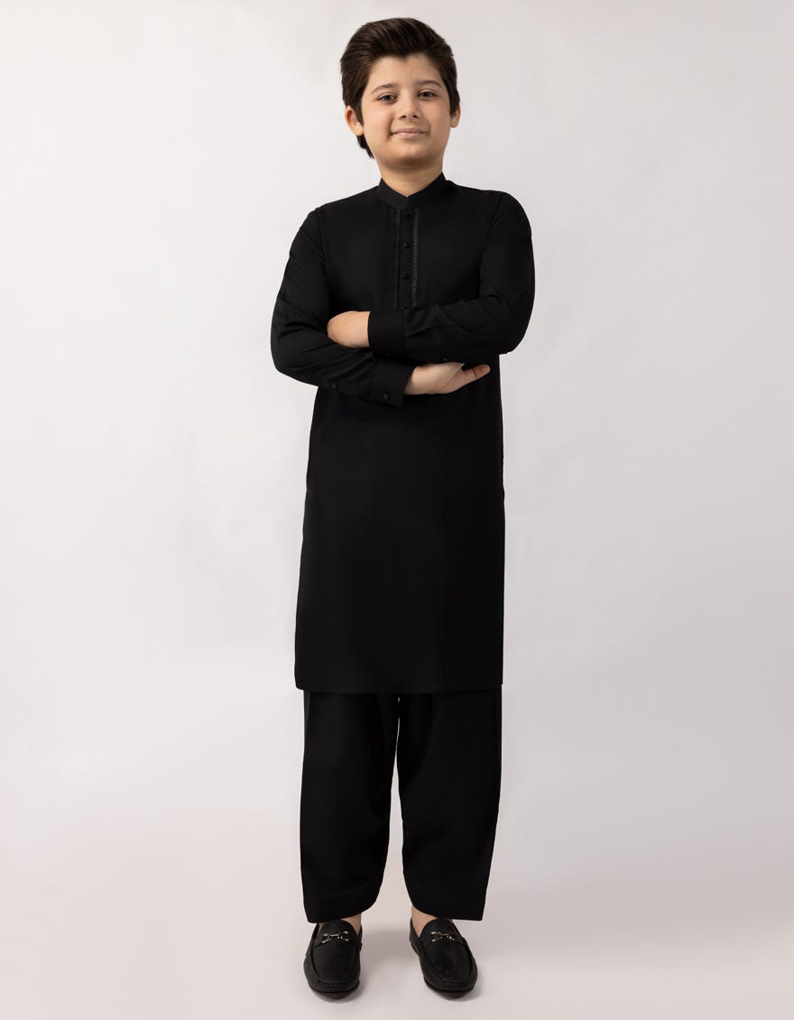 BLACK SEMI FORMAL KAMEEZ SHALWAR