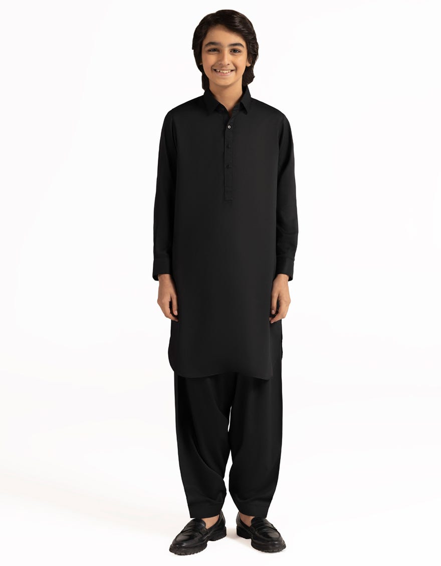 BLACK SEMI-FORMAL KAMEEZ SHALWAR