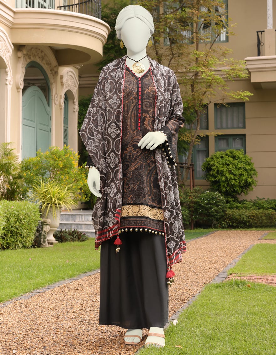 Black Lawn Unstitched 2 Piece Dress | Jlawn-S-Jds-23-1025