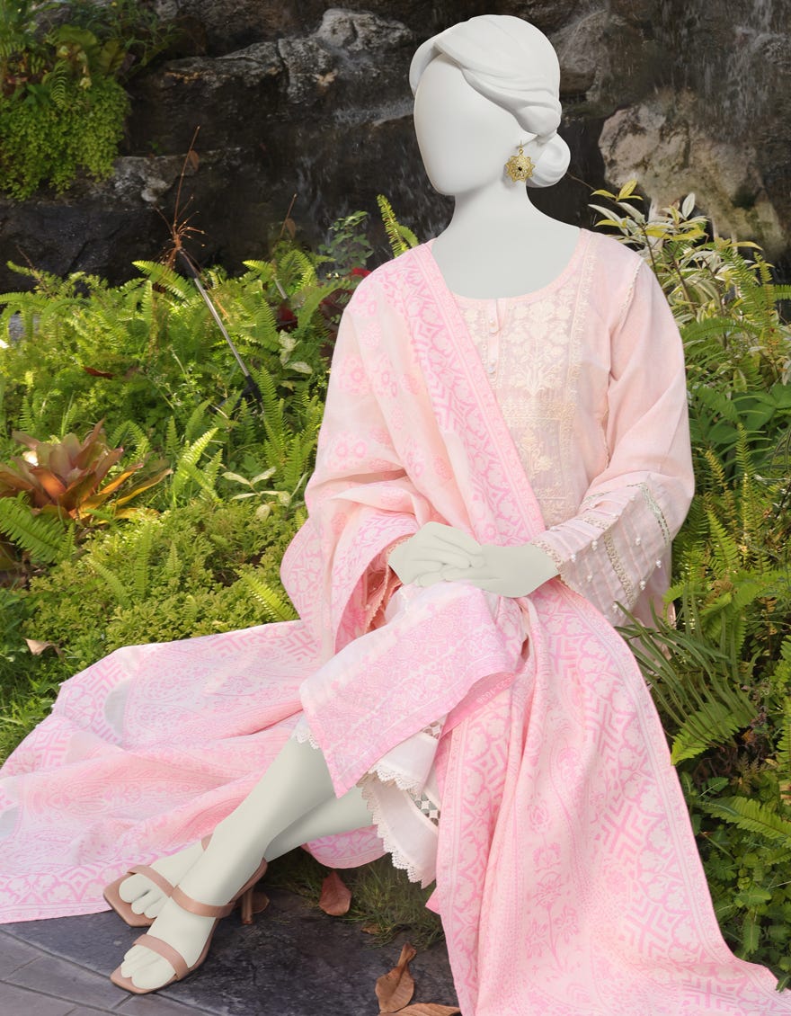 Light Pink Lawn Unstitched 2 Piece Dress | Jlawn-S-Jds-23-1036