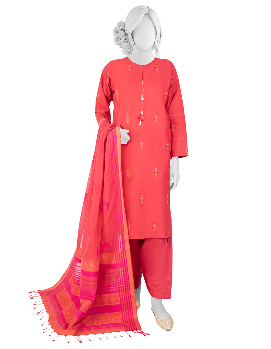 Maroon Lawn Unstitched 2 Piece Dress | Jlawn-S-Jds-23-1049