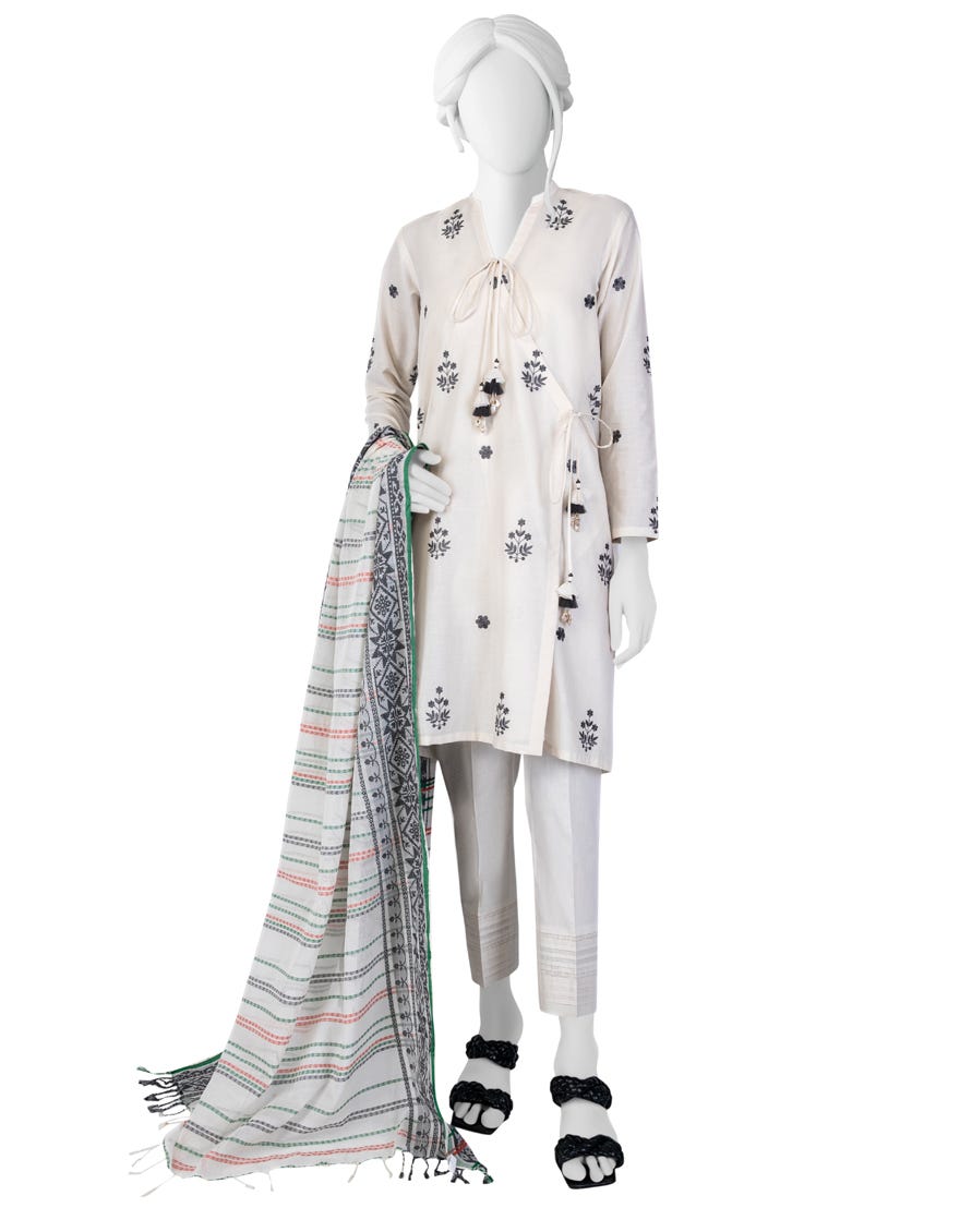 Off White Lawn Unstitched 2 Piece Dress | Jlawn-S-Jds-23-1051