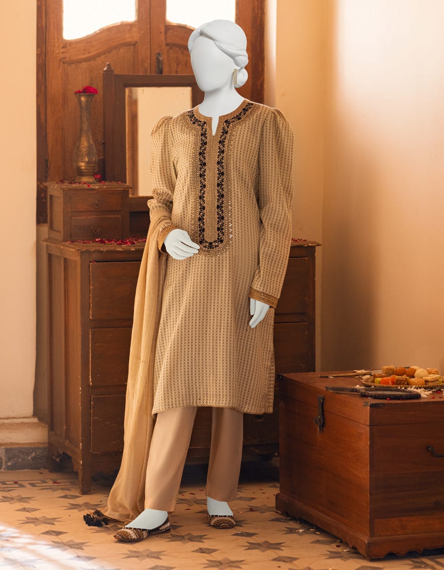 Beige Lawn Unstitched 2 Piece Dress | Jlawn-S-Jds-23-1060