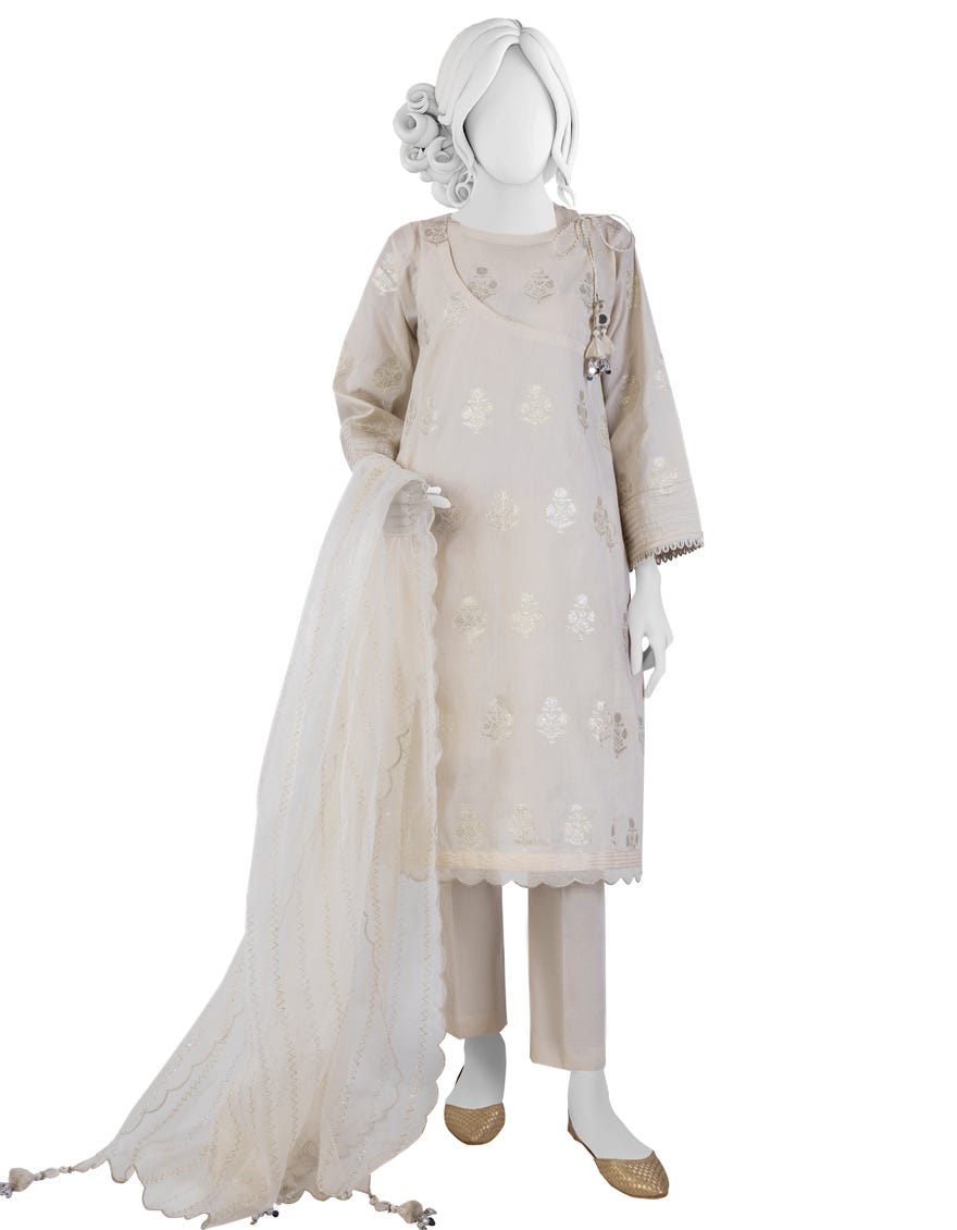 Light Beige Lawn Unstitched 2 Piece Dress | Jlawn-S-Jds-23-1079