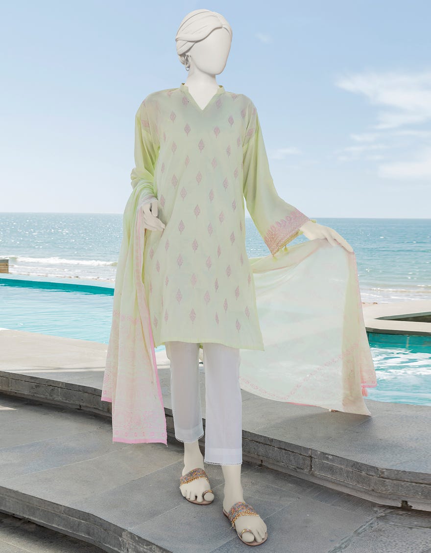 Mint Green Lawn 2 Piece Stitched Dress | Jlawn-S-Jds-23-1082