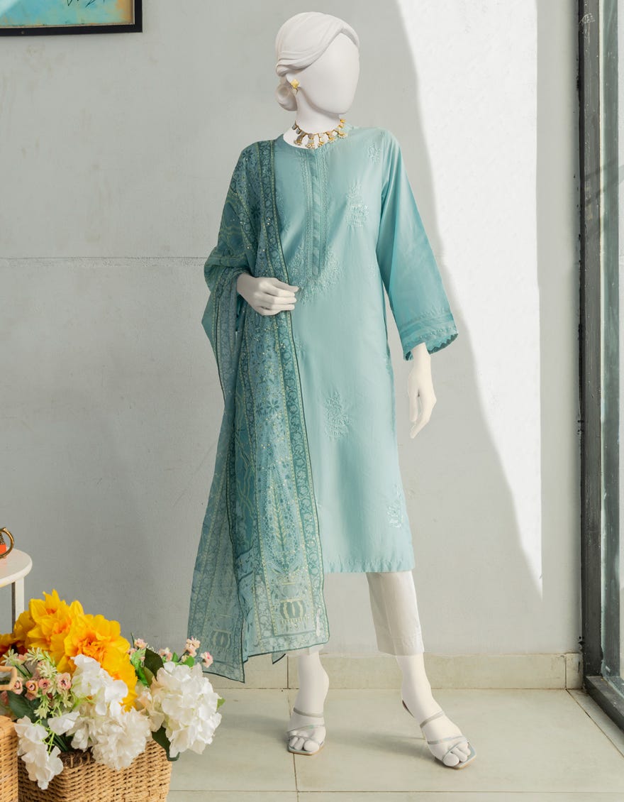 Blue Lawn 2 Piece Stitched Dress | Jlawn-S-Jds-23-1083