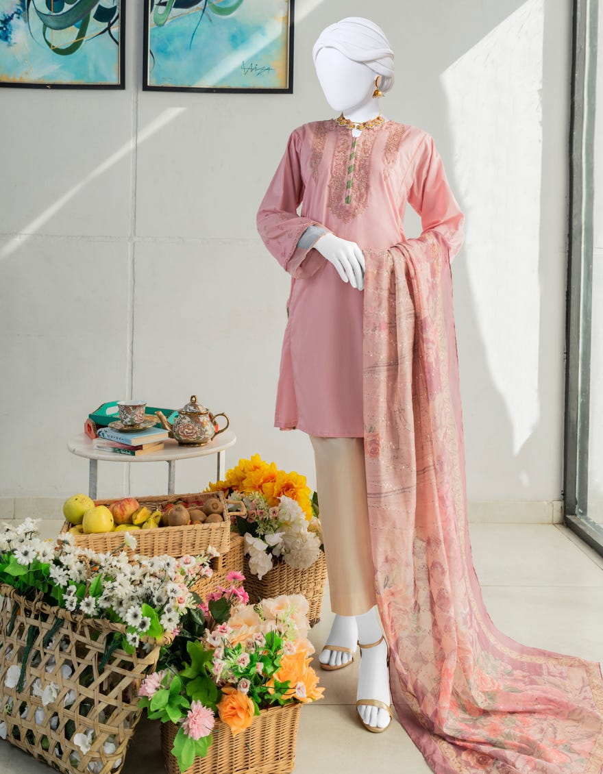 Pink Dyed 2 Piece Stitched Dress | Jlawn-S-Jds-23-1085