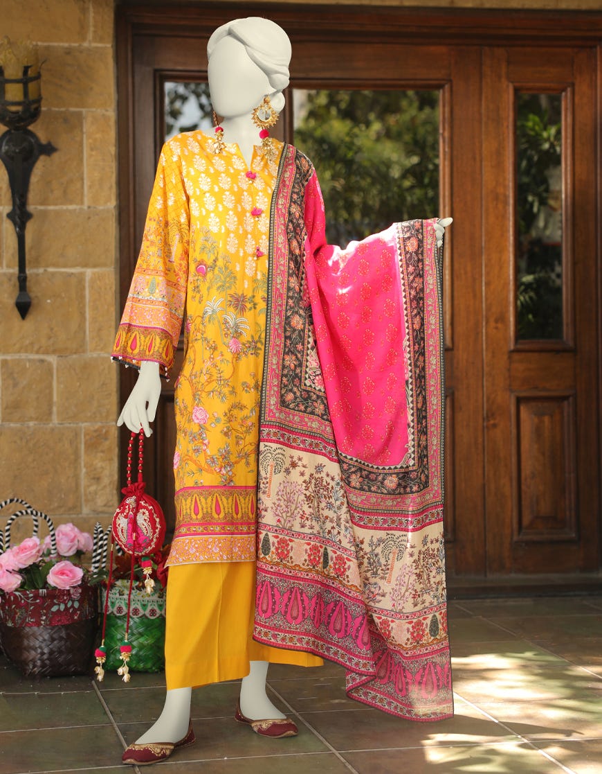 Yellow Lawn 2 Piece Stitched Dress | Jlawn-S-Jds-23-1088