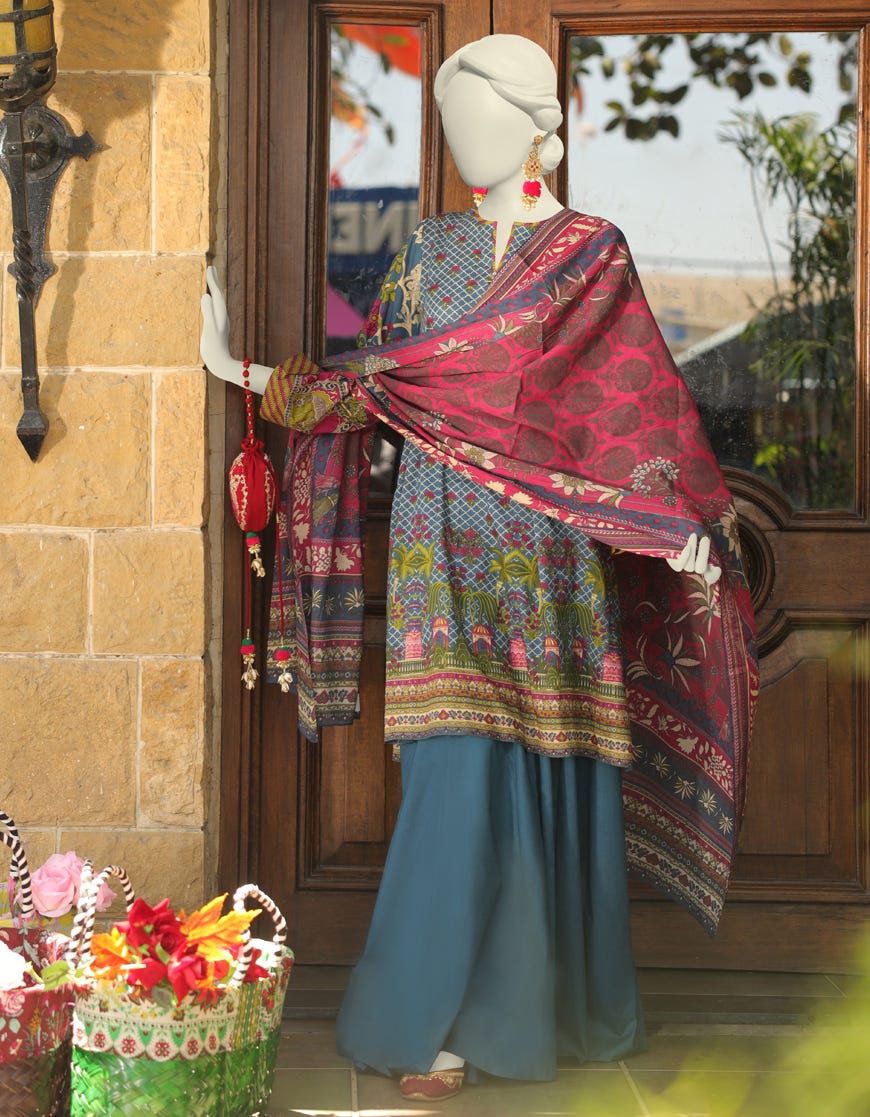 Blue Lawn 2 Piece Stitched Dress | Jlawn-S-Jds-23-1090
