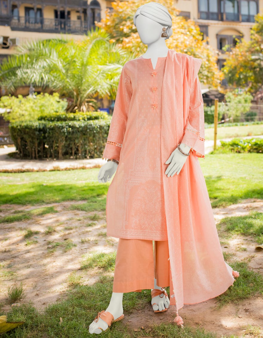 Peach Lawn Unstitched 2 Piece Dress | Jlawn-S-Jds-23-1106