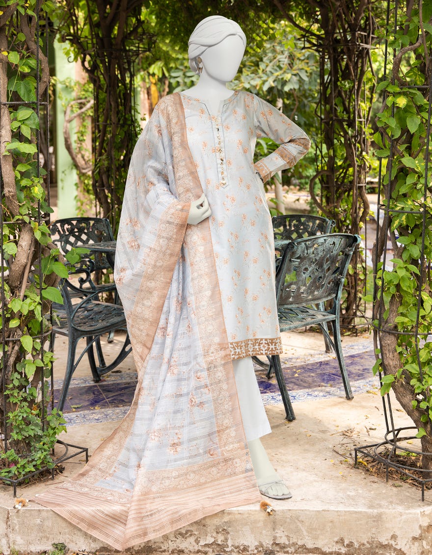 Sky Blue Lawn Unstitched 2 Piece Dress | Jlawn-S-Jds-23-1109