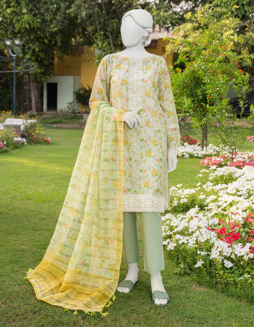 Light Green Lawn Unstitched 2 Piece Dress | Jlawn-S-Jds-23-1110
