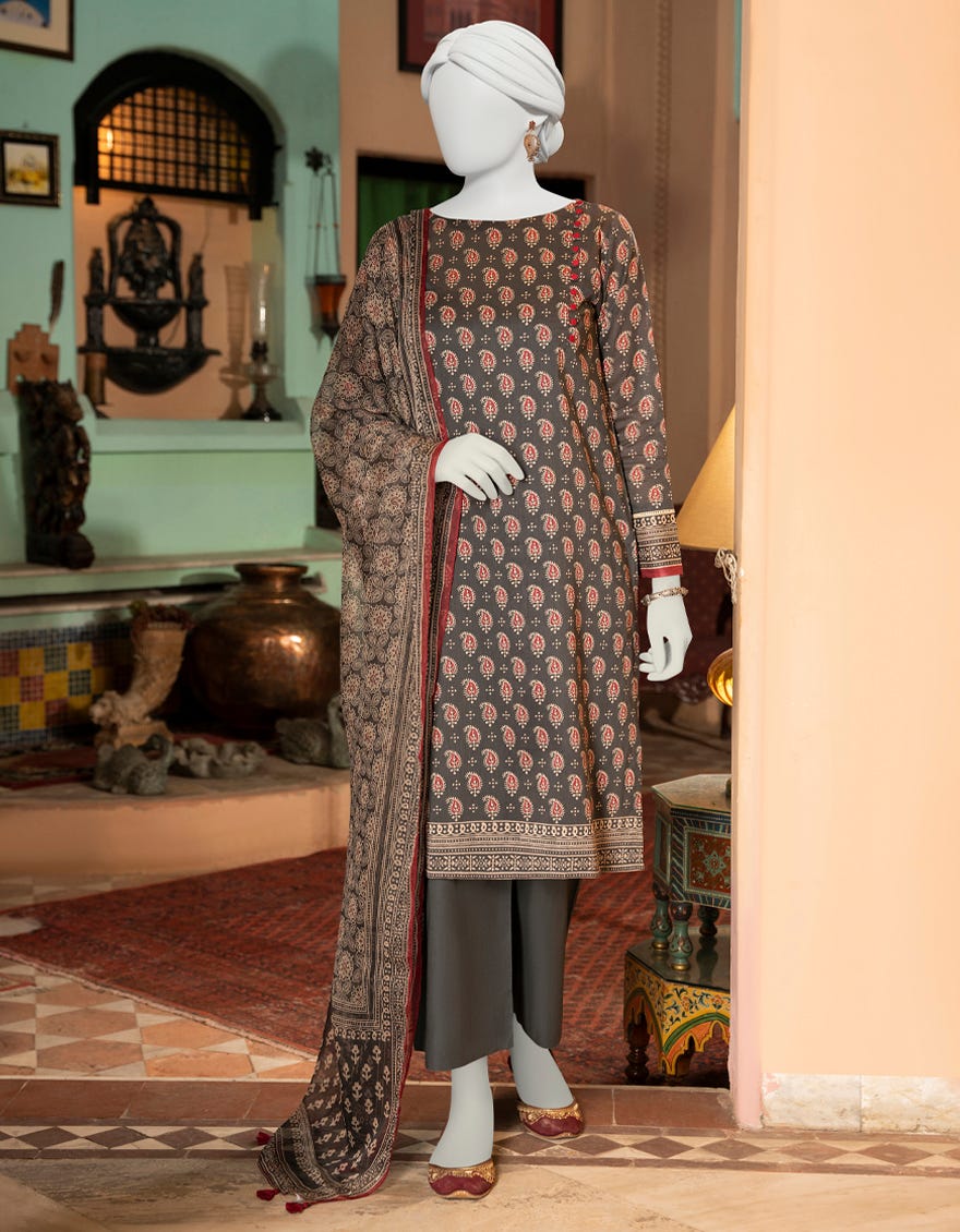 Charcoal Lawn Unstitched 2 Piece Dress | Jlawn-S-Jds-23-1113