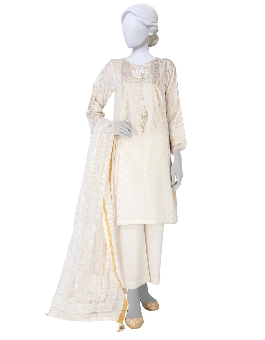 White Lawn Unstitched 2 Piece Dress | Jlawn-S-Jds-23-1122