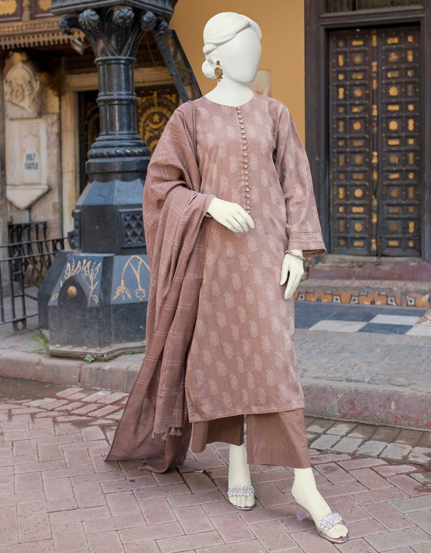 Beige-Brown Lawn Unstitched 2 Piece Dress | Jlawn-S-Jds-23-1127