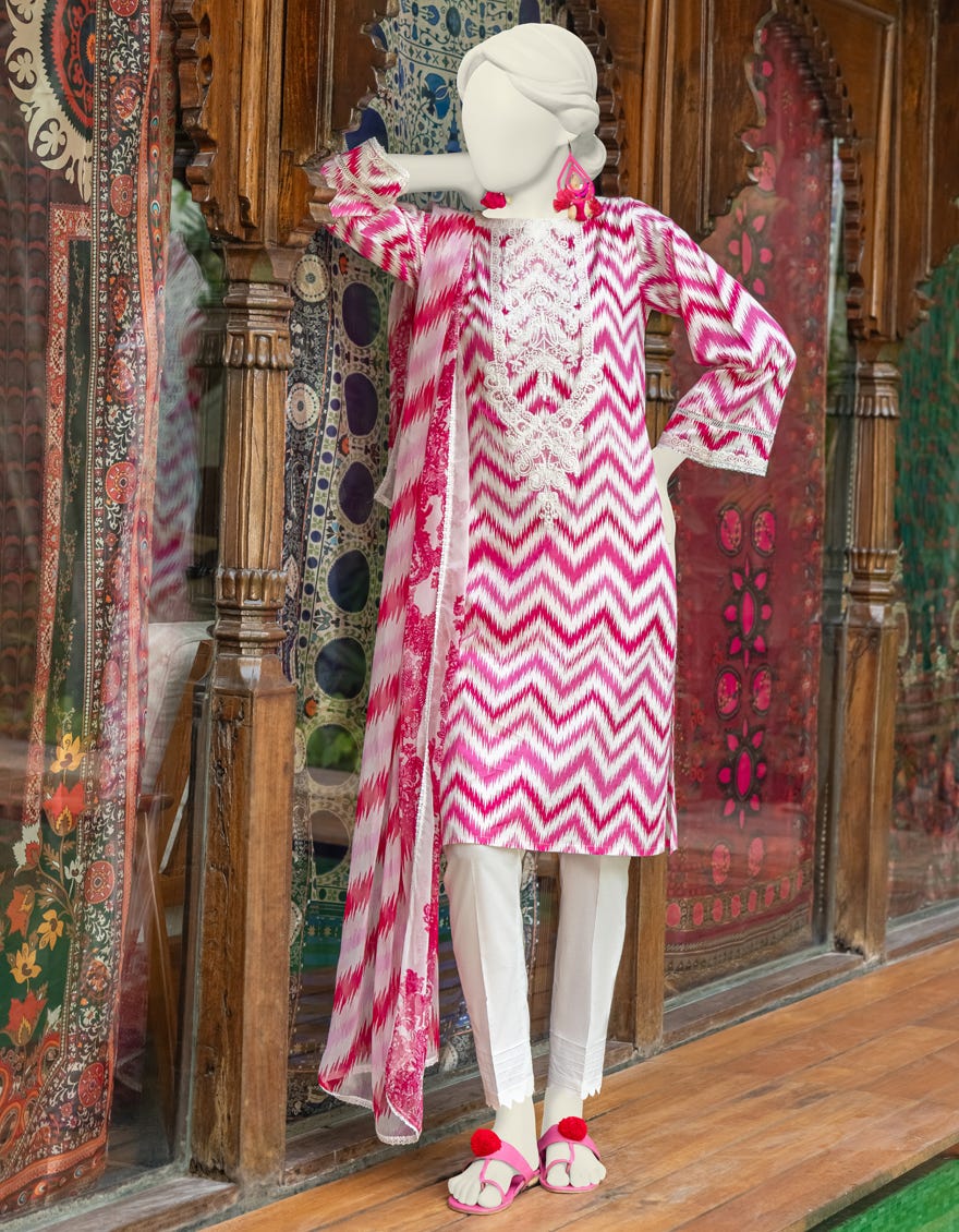 Pink Lawn 2 Piece Stitched Dress | Jlawn-S-Jds-24-1001
