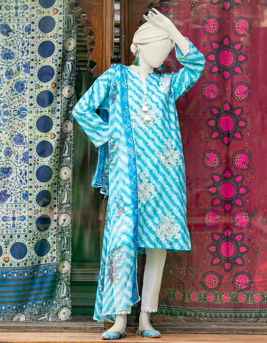 Blue Lawn 2 Piece Stitched Dress | Jlawn-S-Jds-24-1002