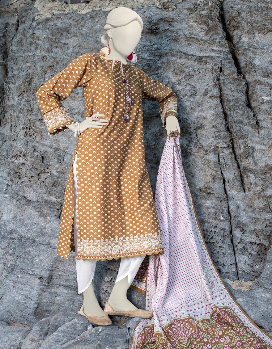 Mehndi Lawn Unstitched 2 Piece Dress | Jlawn-S-Jds-24-1005