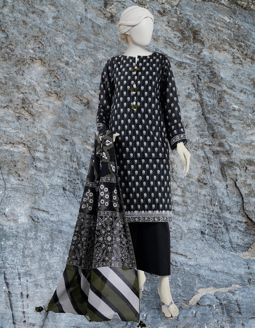 Black Lawn Unstitched 2 Piece Dress | Jlawn-S-Jds-24-1010