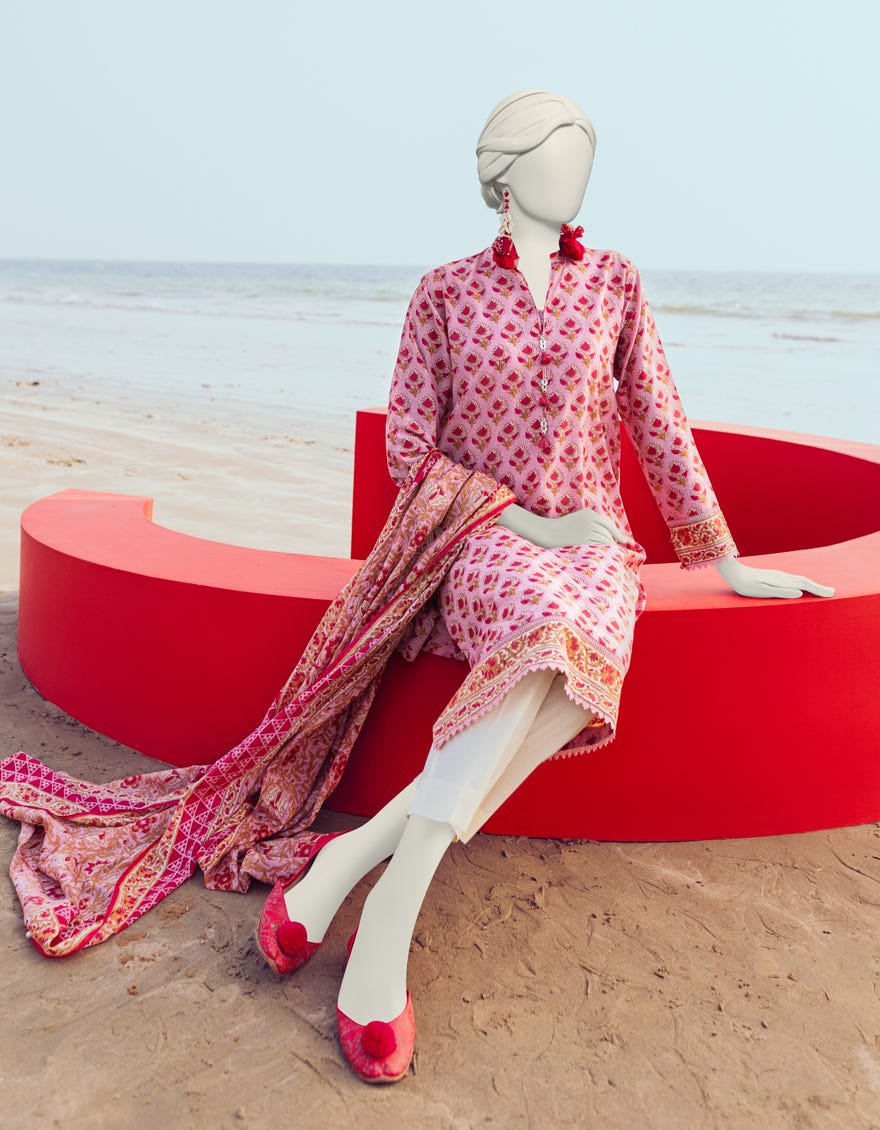 Red Lawn Unstitched 2 Piece Dress | Jlawn-S-Jds-24-1013