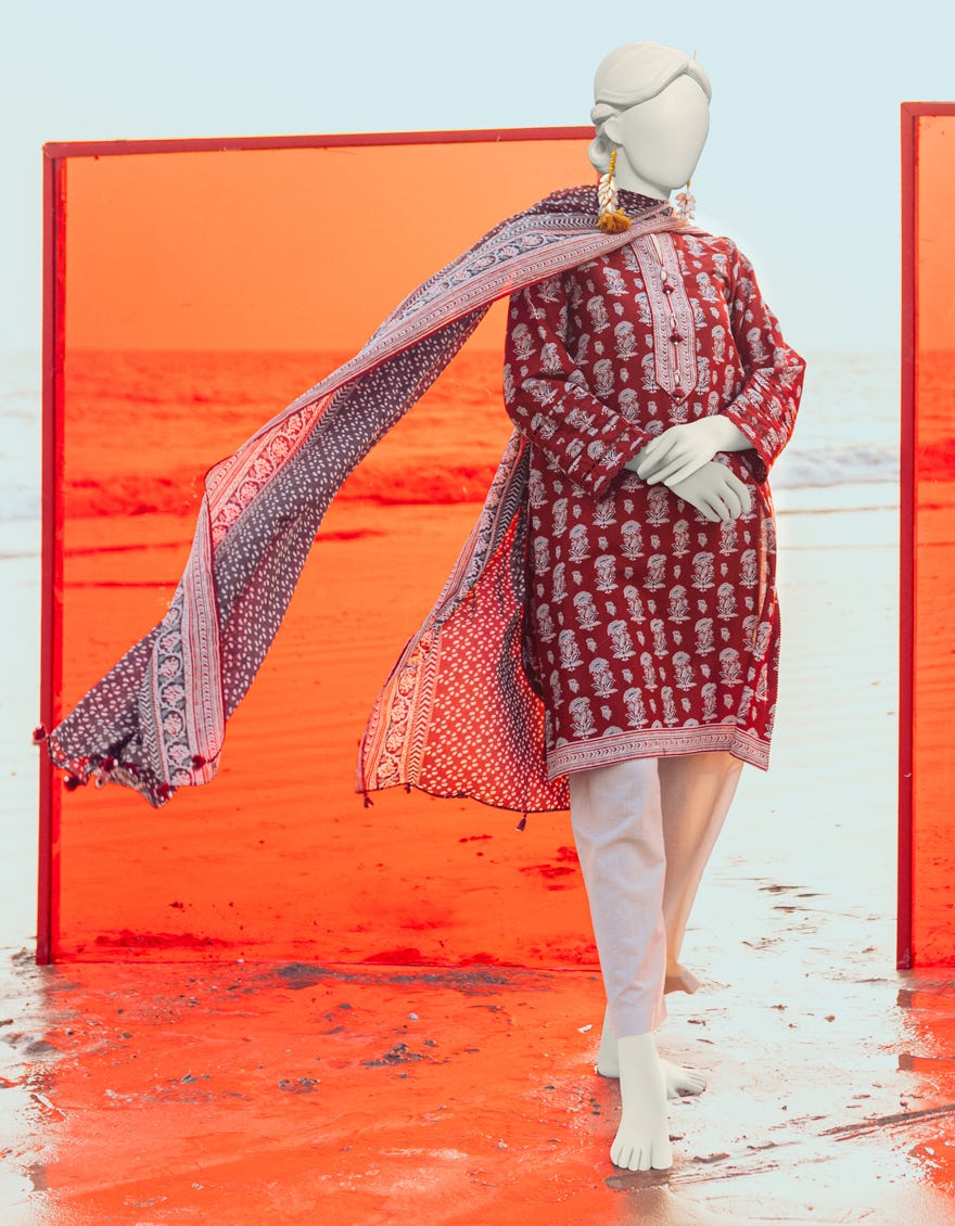 MULTICOLOR LAWN UNSTITCHED 2PC | JLAWN-S-JDS-24-1014