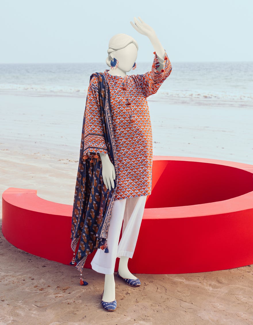 Brown Lawn Unstitched 2 Piece Dress | Jlawn-S-Jds-24-1018