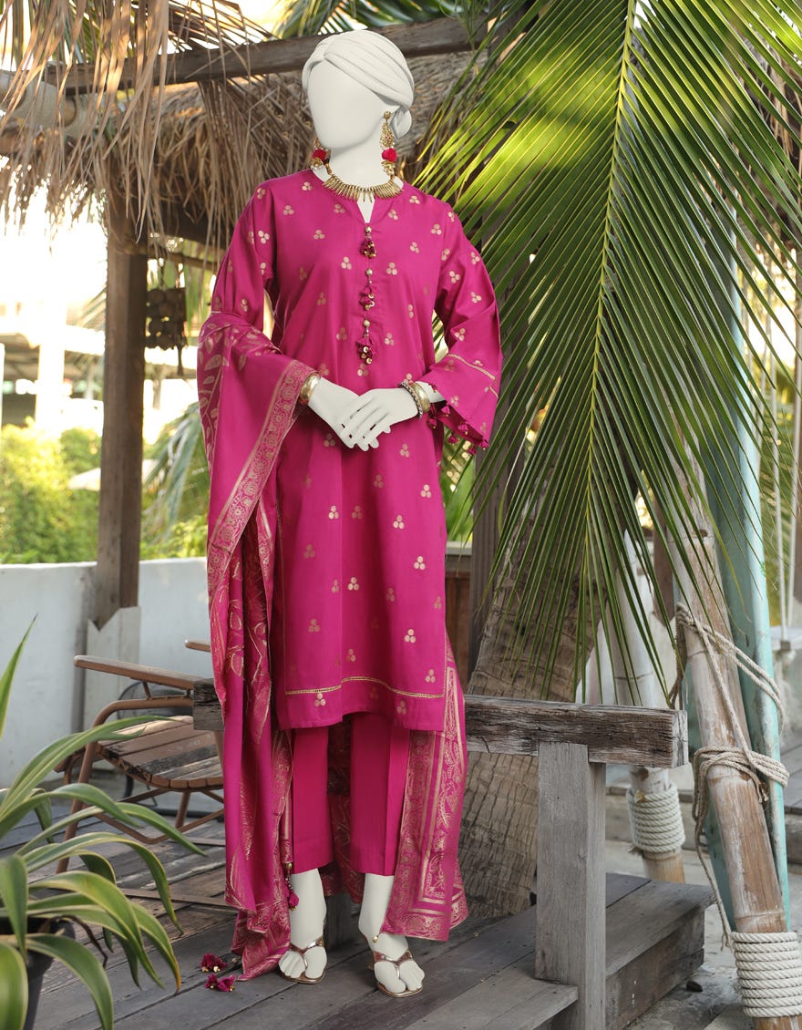Pink Jacquard Unstitched 2 Piece Dress | Jlawn-S-Jds-24-1028