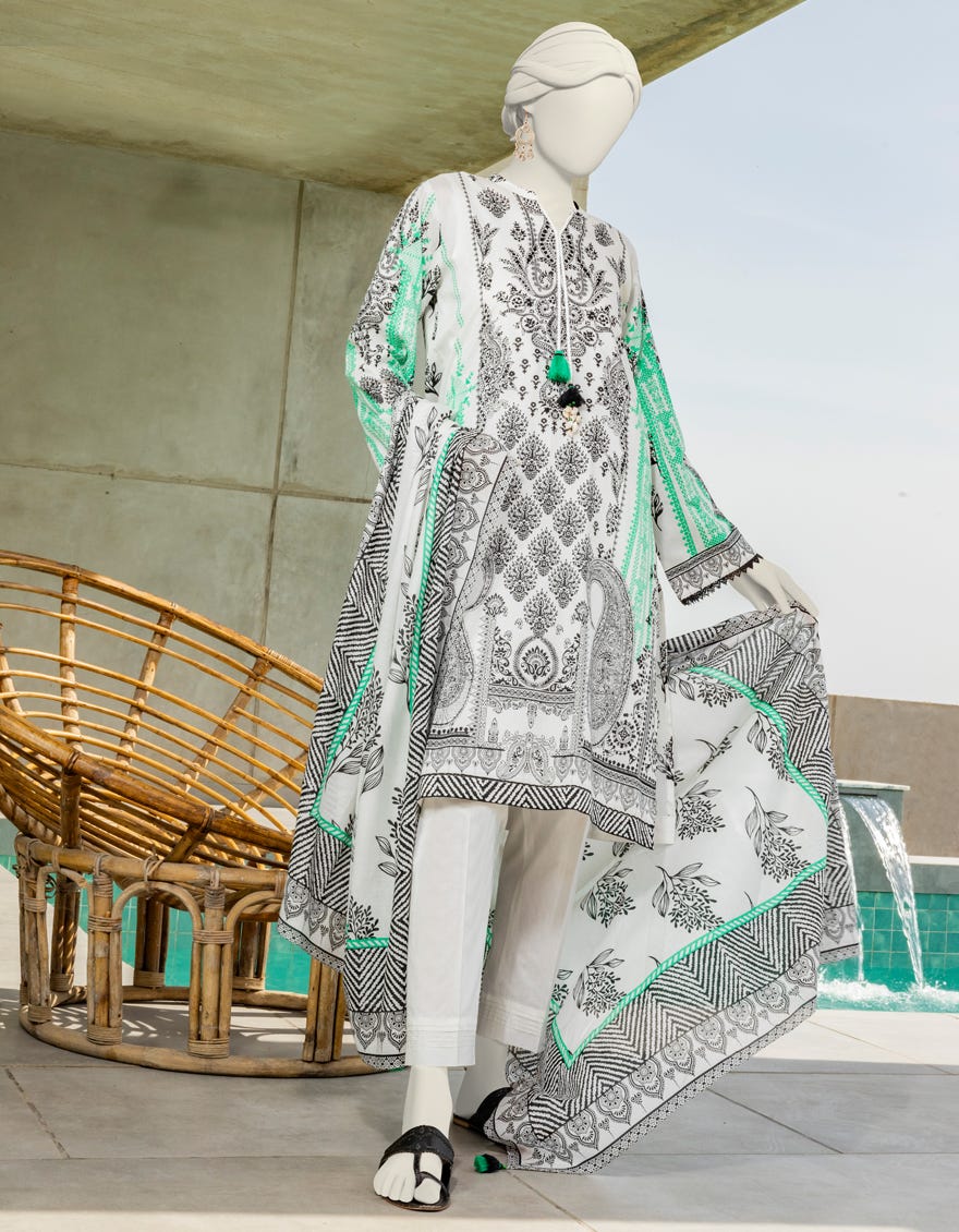 Black-White Lawn Unstitched 2 Piece Dress | Jlawn-S-Jds-24-1035