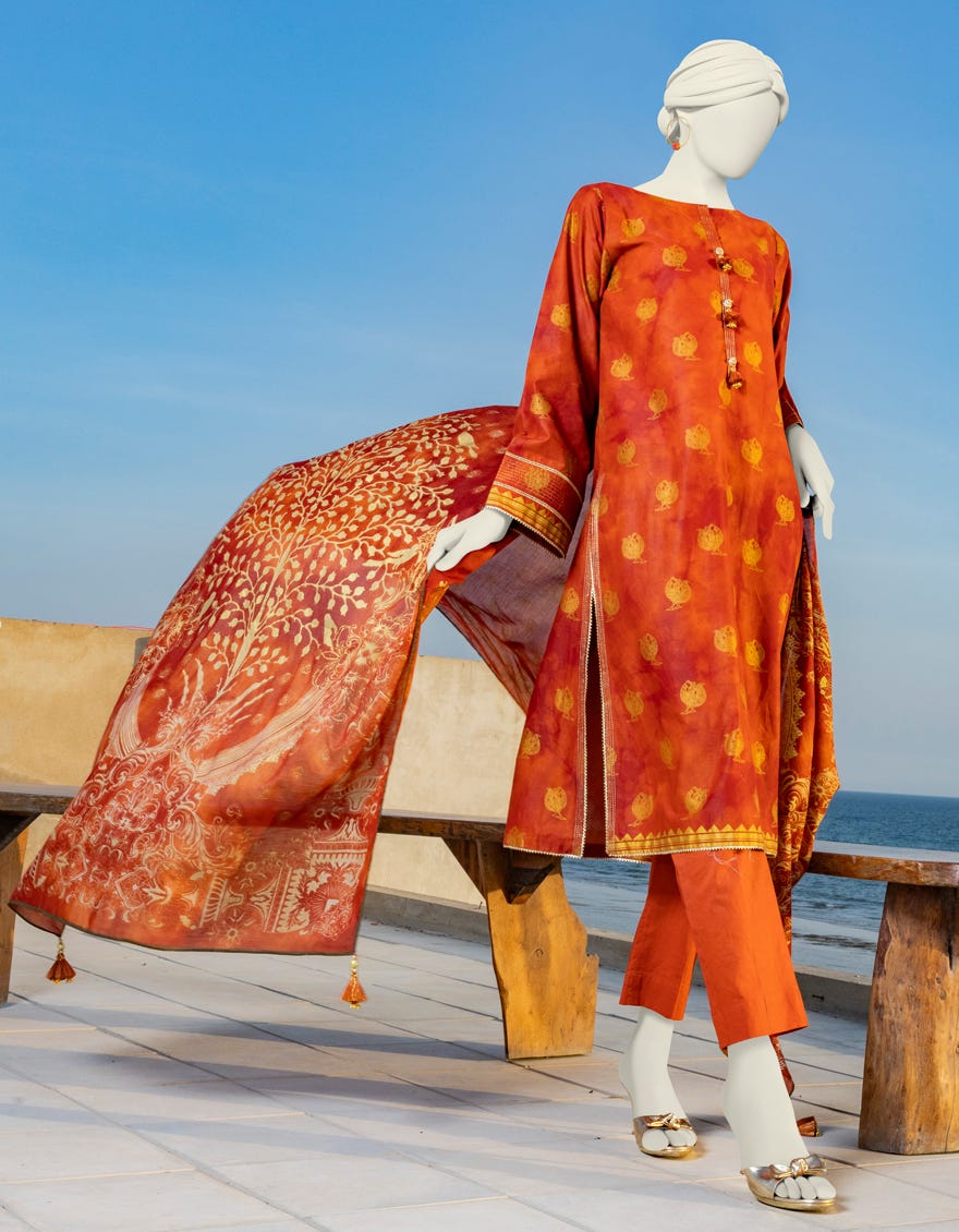 Orange Lawn Unstitched 2 Piece Dress | Jlawn-S-Jds-24-1050