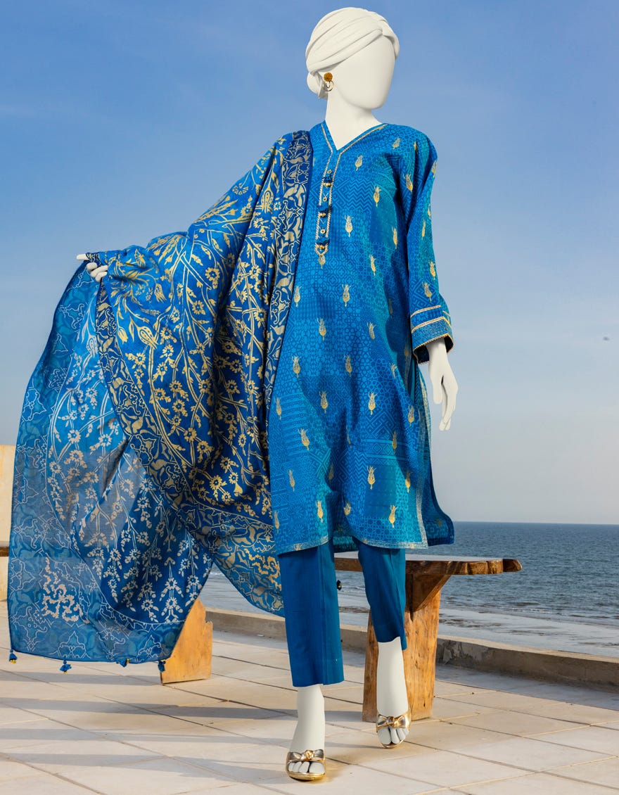 Blue Lawn Unstitched 2 Piece Dress | Jlawn-S-Jds-24-1051