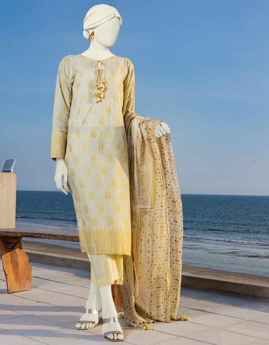 Yellow Lawn Unstitched 2 Piece Dress | Jlawn-S-Jds-24-1052