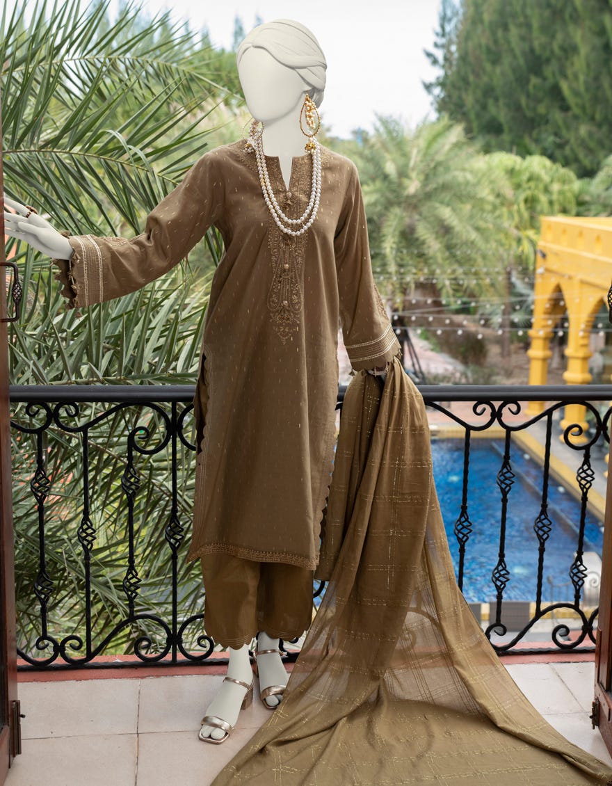Mehndi Jacquard Unstitched 2 Piece Dress | Jlawn-S-Jds-24-1059