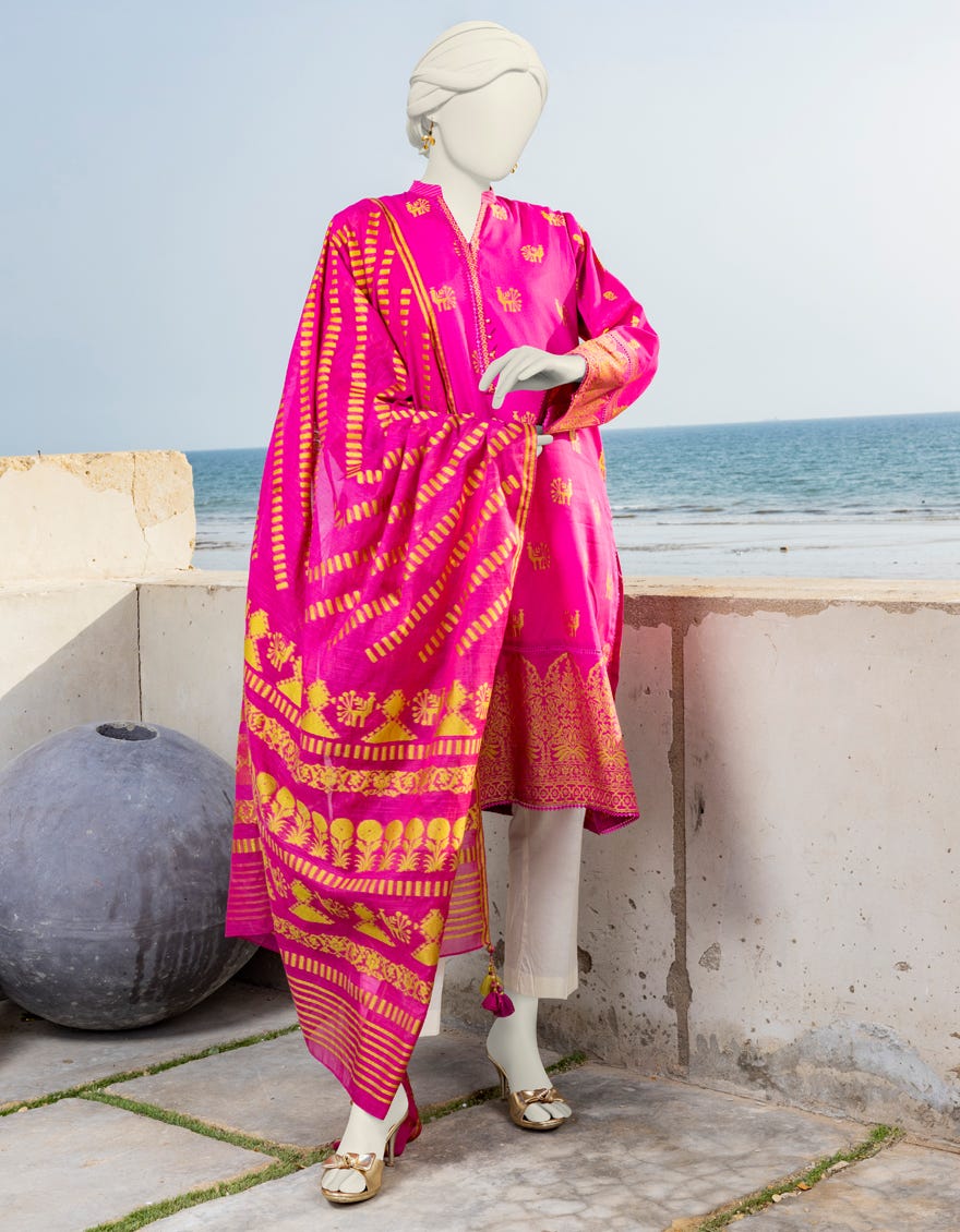 Pink Jacquard Unstitched 2 Piece Dress | Jlawn-S-Jds-24-1070