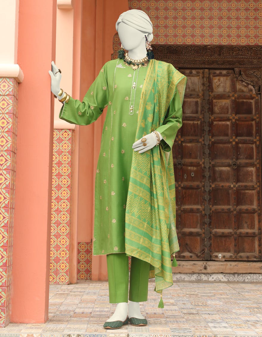 Green Lawn Unstitched 2 Piece Dress | Jlawn-S-Jds-24-1077 Naqash-1
