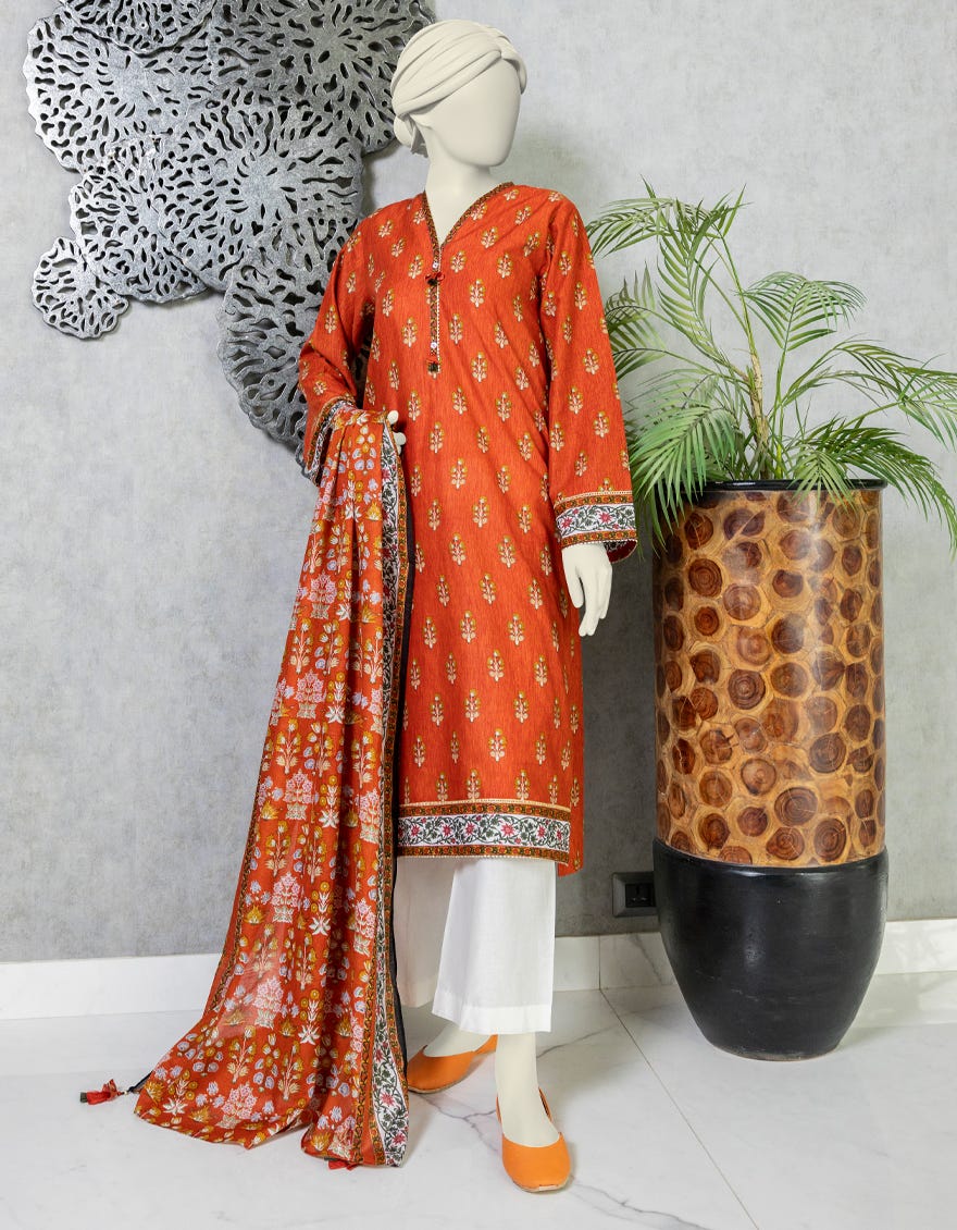 Orange Lawn Unstitched 2 Piece Dress | Jlawn-S-Jds-24-1081 Khumaar-01