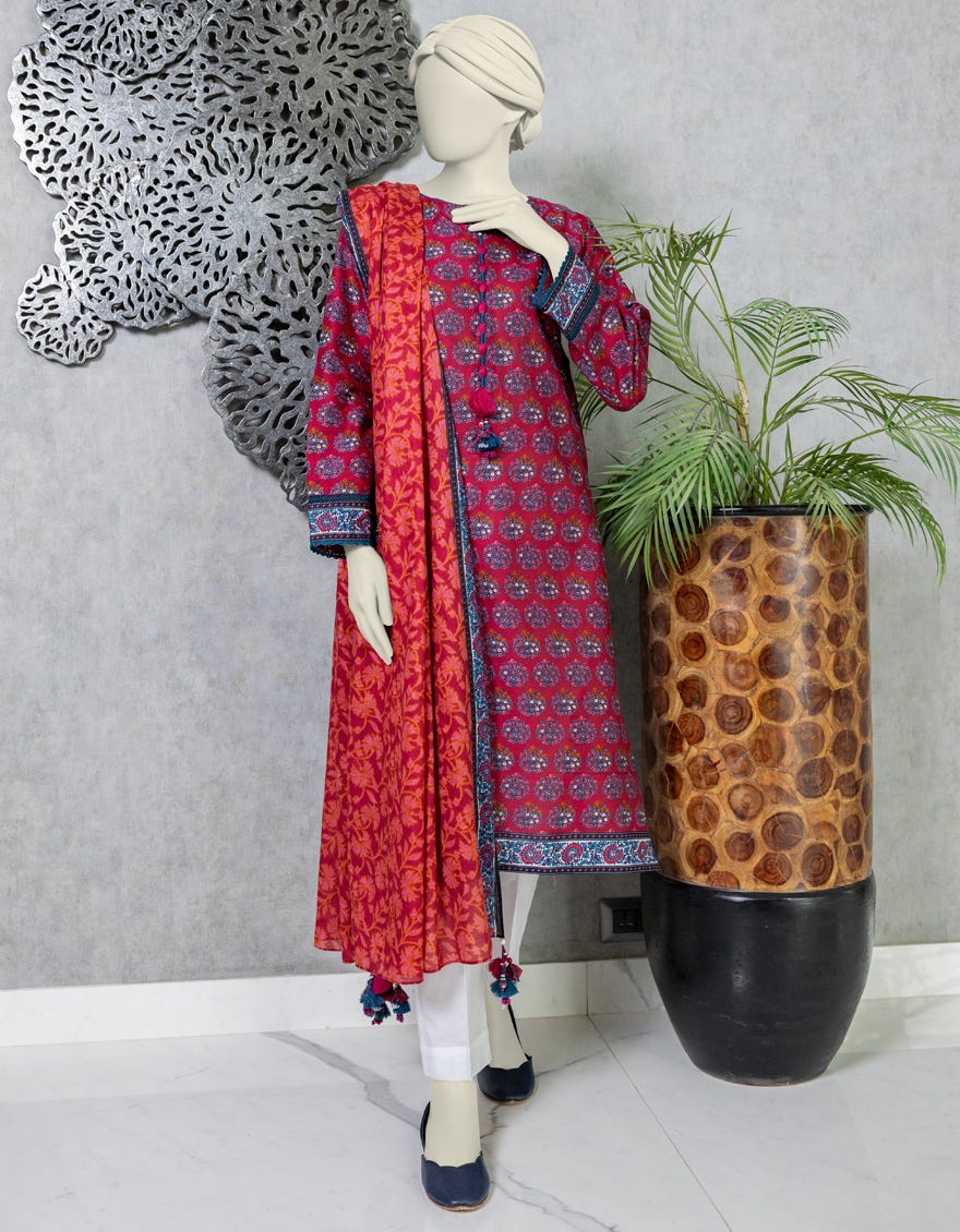 Pink Lawn Unstitched 2 Piece Dress | Jlawn-S-Jds-24-1083 Khumaar-03