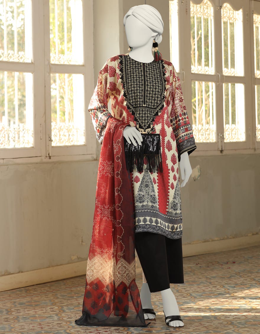 Beige Impure Silk Stitched 2 Piece | Jlawn-S-Jds-24-1099
