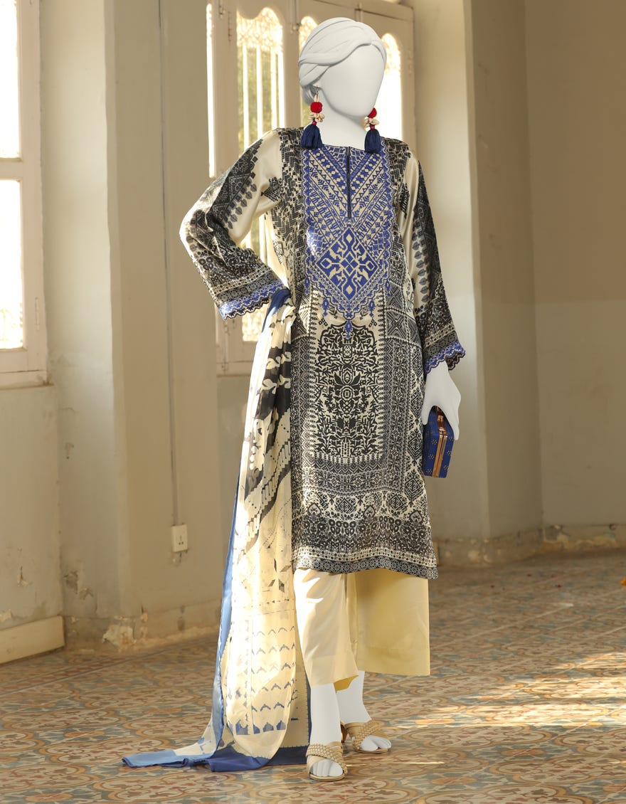 Multicolor Silk Stitched 2 Piece | Jlawn-S-Jds-24-1100