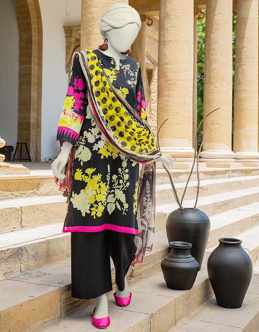 Black Lawn 2 Piece Stitched Dress | Jlawn-S-Jds-24-1105