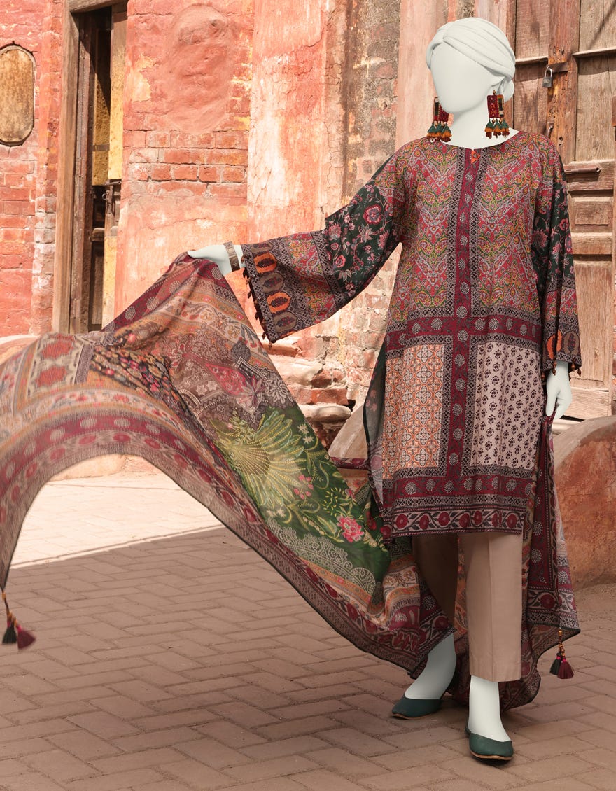 Multicolor Lawn Unstitched 2 Piece Dress | Jlawn-S-Jds-24-1112
