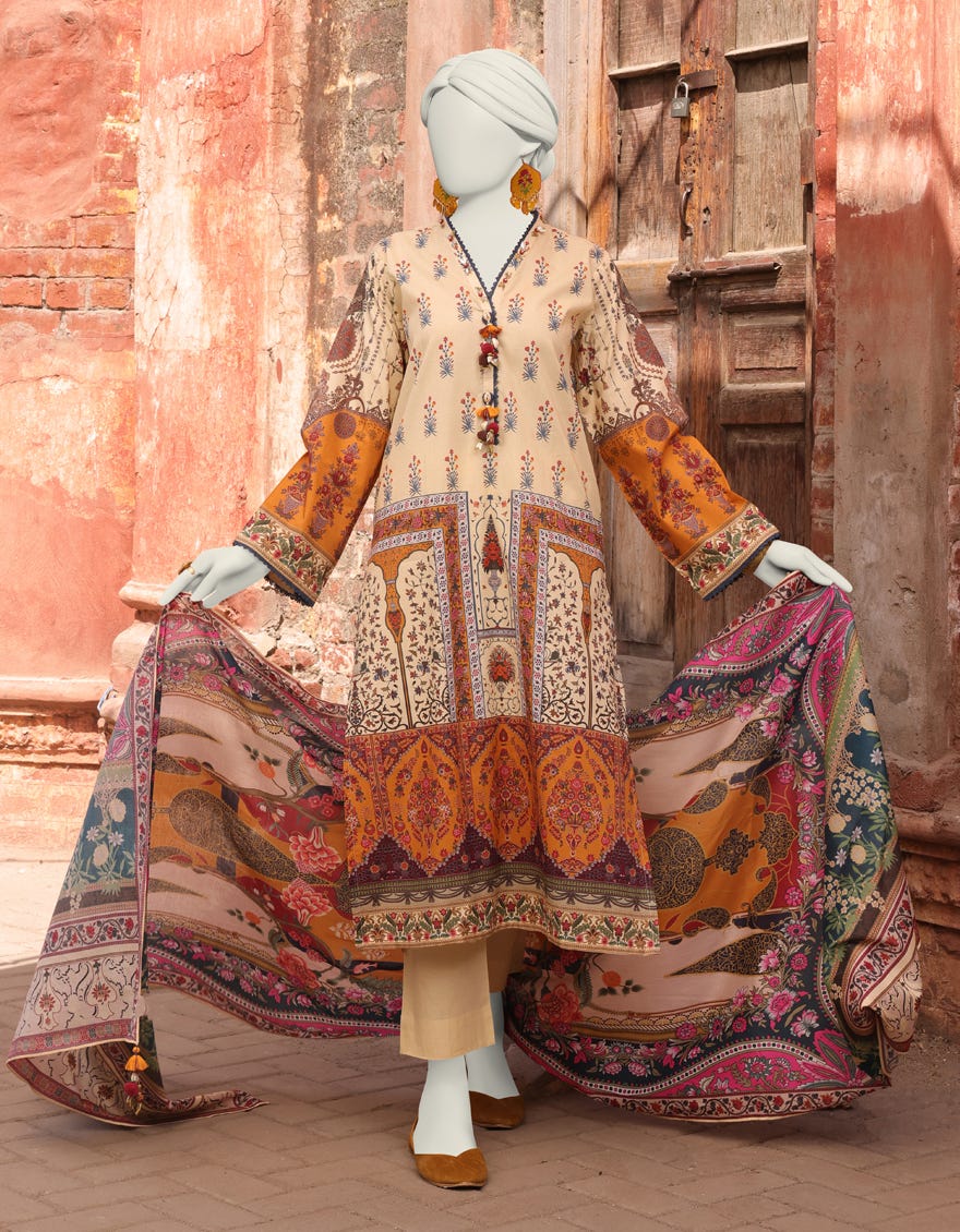 Beige Lawn Unstitched 2 Piece Dress | Jlawn-S-Jds-24-1114