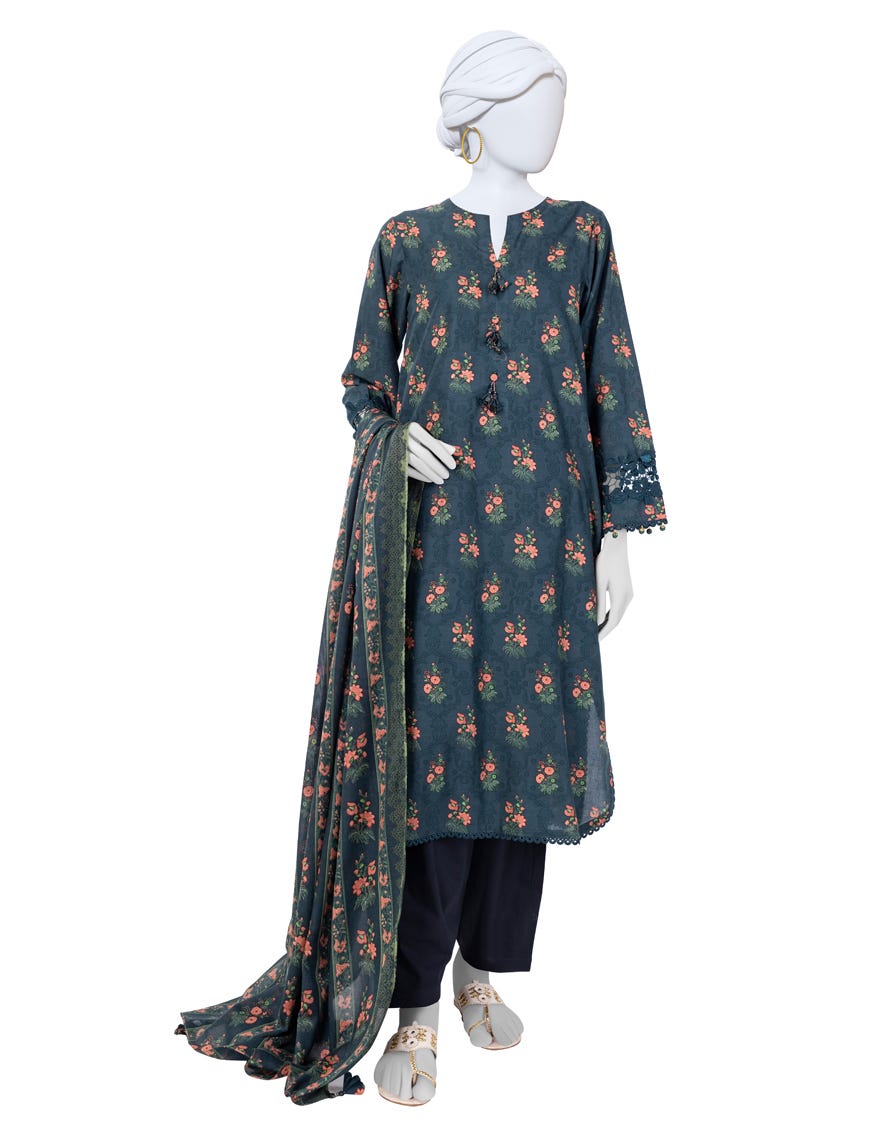 Black Lawn Unstitched 2 Piece Dress | Jlawn-S-Jds-24-1128