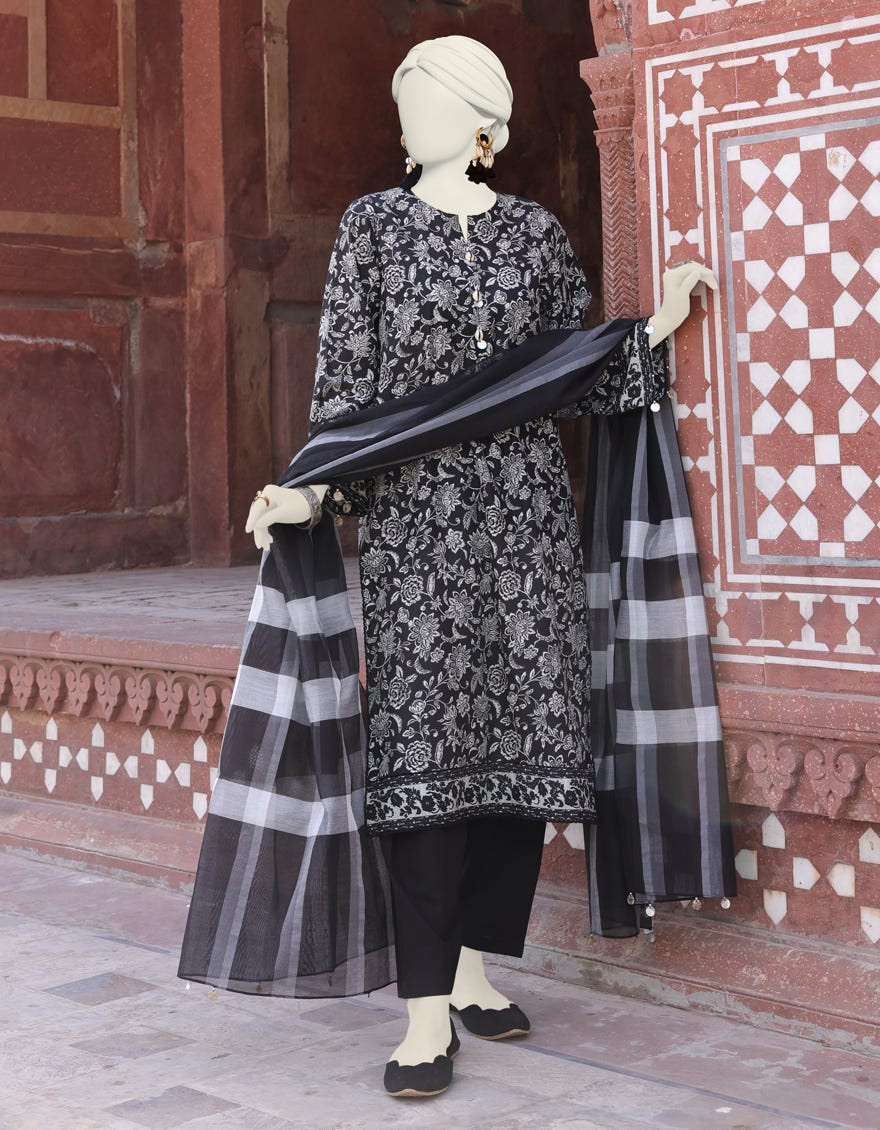 Black Lawn Unstitched 2 Piece Dress | Jlawn-S-Jds-24-1136